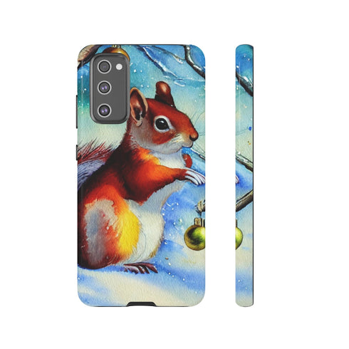 A Squirrel Decorates the Forest for Christmas - Impact Resistant Phone Case Samsung Galaxy S20 FE Glossy